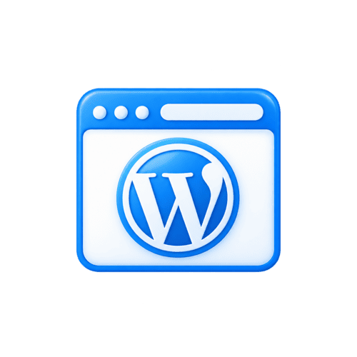 Ikona tvorby webových stránek na WordPressu s grafickým symbolem WordPress